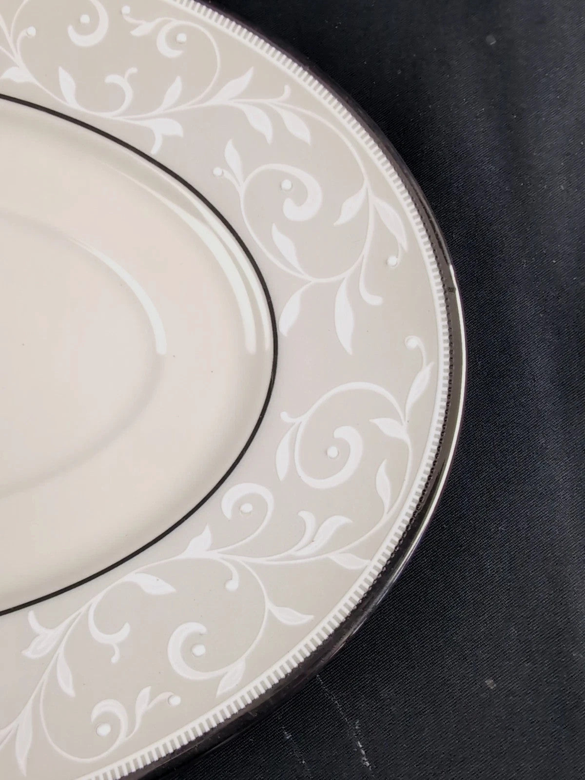 Lenox Pearl Innocence Gravy Boat & Stand Sauce 2PC Platinum Enamel USA NEW BOXED11