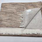Sferra Pebble Throw Blanket Fringe Linen Woven Linear Design Oversized Italy NEW4