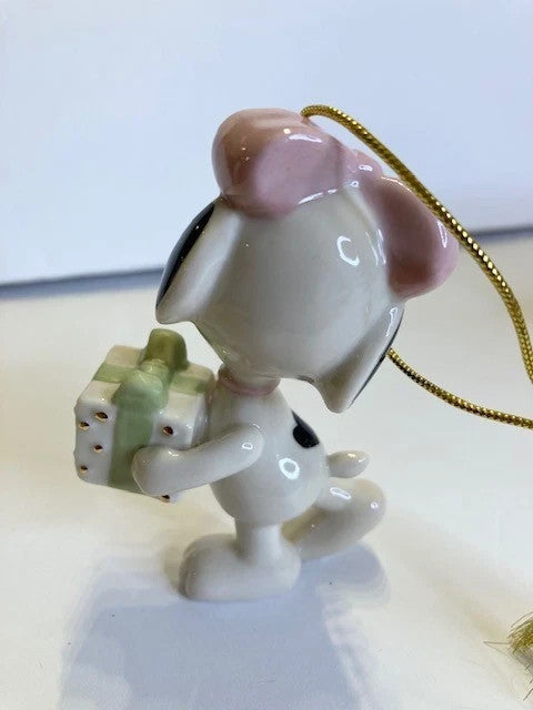 Lenox Peanuts Belle's Christmas Surprise Ornament Snoopy's Sister Beagle Dog NEW2