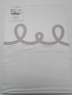 Yves Delorme Italics White Queen Duvet Tan Embroidery Egyptian Cotton Sateen NEW9