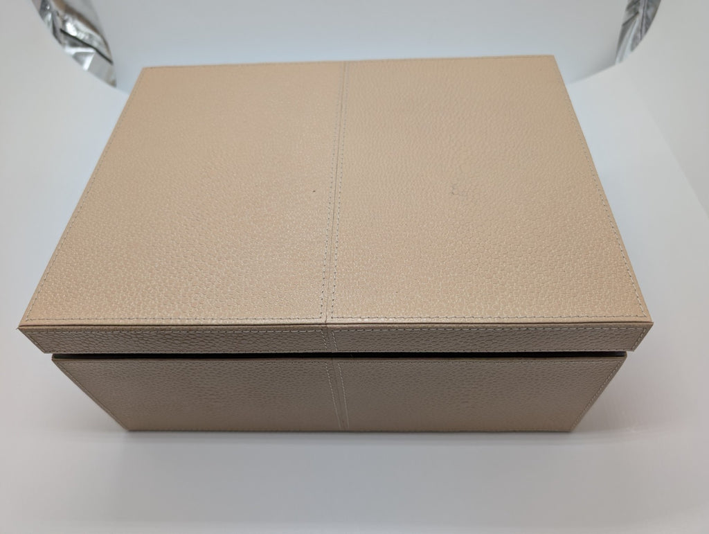 Reed & Barton Melrose Beige Jewelry Box Shagreen Leather Section Suede Tray NEW15