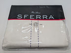 Sferra P Som Ivory Queen Flat Sheet Lilic Pick Stitch Egyptian Cotton Italy NEW0