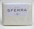 Sferra  Corto Celeste Ivory Queen Sheet Set 4PC Cotton Percale 406TC Italy NEW0