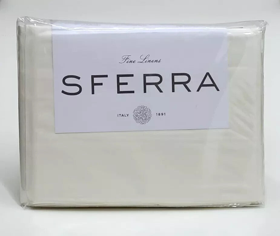 Sferra  Corto Celeste Ivory Queen Sheet Set 4PC Cotton Percale 406TC Italy NEW0