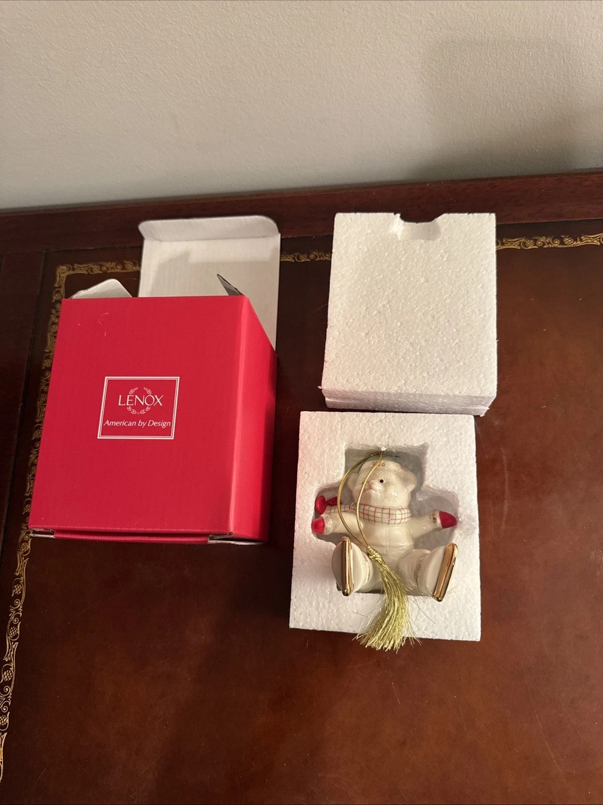 Lenox 2016 Teddy Bear Ornament Slip N Slide Ice Skating Christmas Annual NEW4
