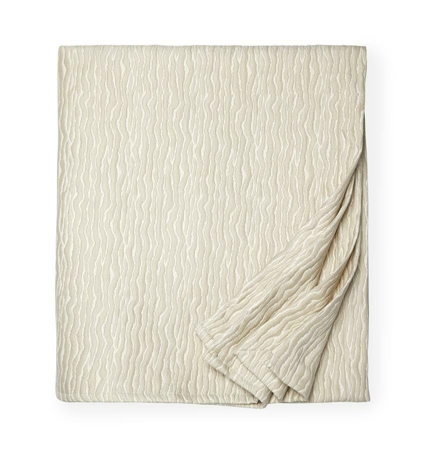Sferra Ondate Dark Khaki King Blanket Cover Two Toned Textured Cotton Italy NEW3