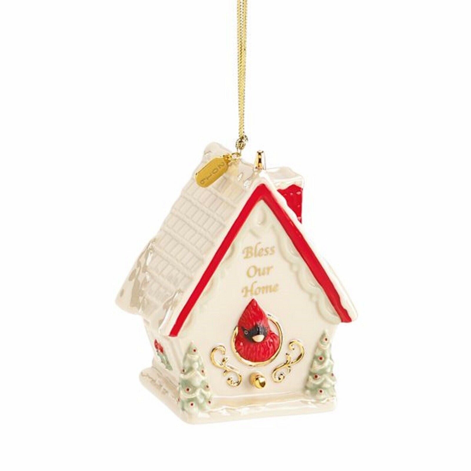 Lenox 2016 Bless Our Home Birdhouse Ornament Christmas Cardinal Hang Tag NEW0