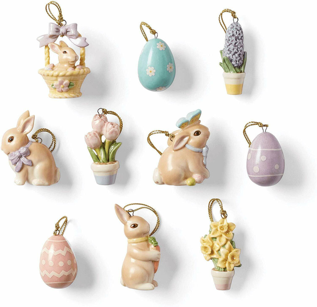 Lenox Easter Celebration Mini Ornament Set of 10 Eggs Bunnies Basket Flowers New0