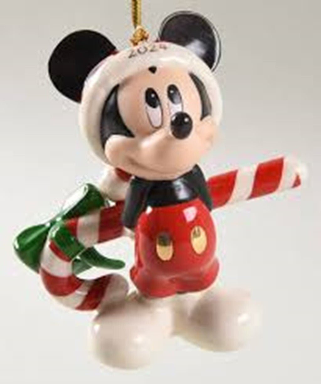 Lenox Disney 2024 Mickey & Minnie Figurine Ornaments 2 Mouse Candy Cane Gift NEW9