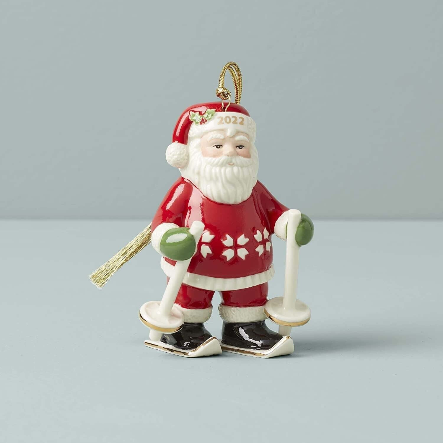 Lenox 2022 Santa Figurine Ornament Annual On Skis Wooly Warm Christmas Gift NEW2