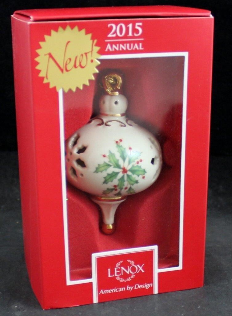 Lenox 2015 Holiday Pierced Ornament  Annual Holly Berries Christmas NEW IN BOX3