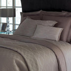 Yves Delorme Taupe Queen Flat Sheet Cafe Creme Dotted Links Jacquard Points NEW7