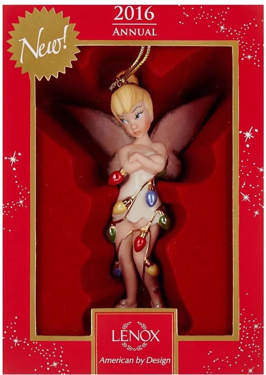 Lenox Disney 2016 Tinkerbell Ornament Figurine Annual All Wrapped Up Fairy NEW3