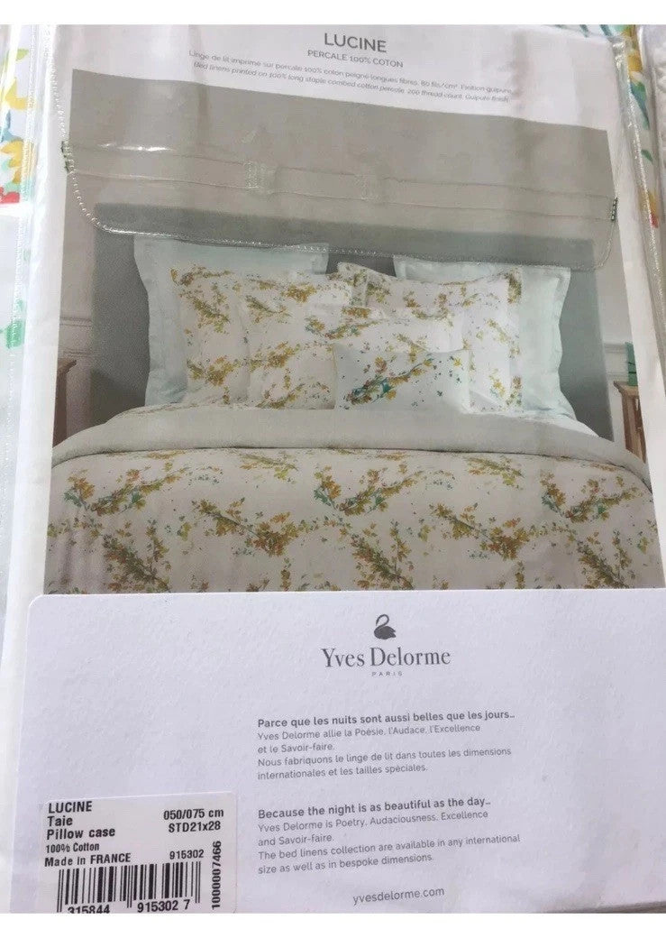 Yves Delorme Lucine King Duvet Set 3PC Floral Print Reversible Lace Finish NEW10