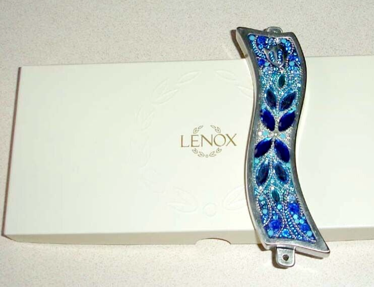 Lenox Mezuzah Case Blue Brilliance Swarovski Crystals Orit Schatzman Israel NEW8