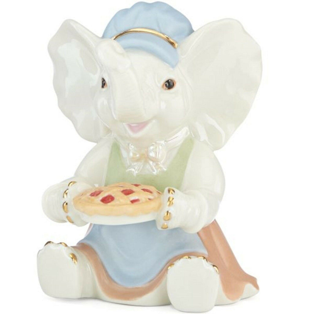 Lenox Lucky Elephant Figurine Gift Of Thanksgiving Pie Baker's Hat LE COA NEW0