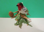 Lenox Red Faced Warbler Garden Bird Figurine Pine Cones Branch Christmas LE NEW8