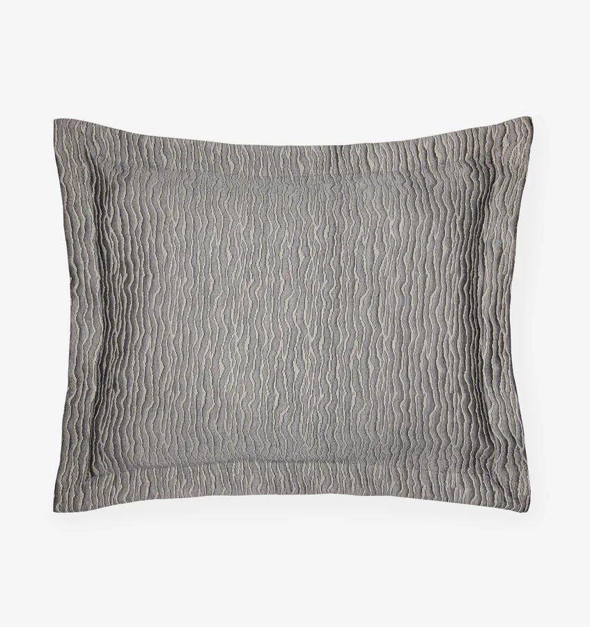 Sferra Ondate Queen Blanket Cover Sham Set 2PC Gunmetal Grey Textured Cotton NEW8