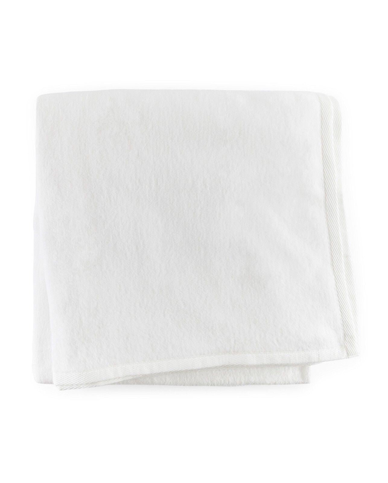 Sferra White Twin Plush Blanket Combed Cotton Home Collection Soft Portugal NEW4