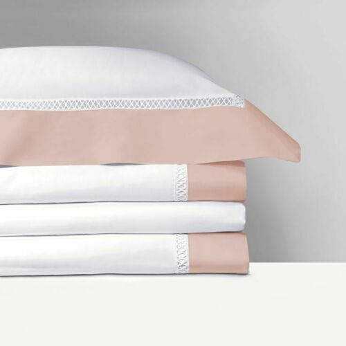 Yves Delorme Walton White  King Duvet Set 3PC  Blush Insert Egyptian Cotton NEW2