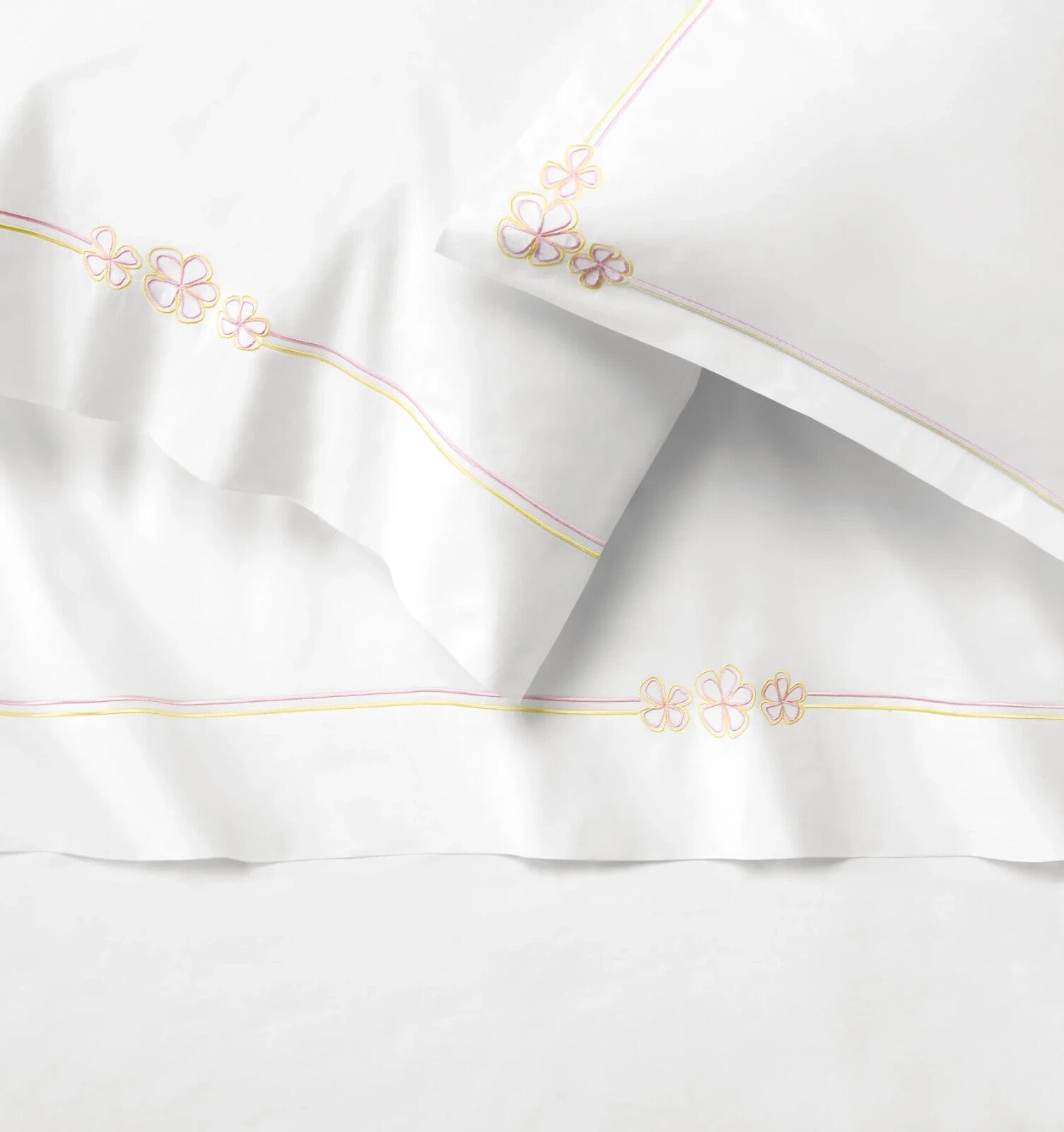 Sferra Fiorina Euro Continental Shams 2 Carnation Embroidery Cotton Percale NEW3