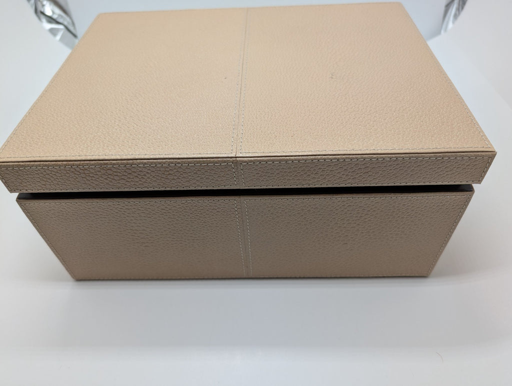 Reed & Barton Melrose Beige Jewelry Box Shagreen Leather Section Suede Tray NEW16