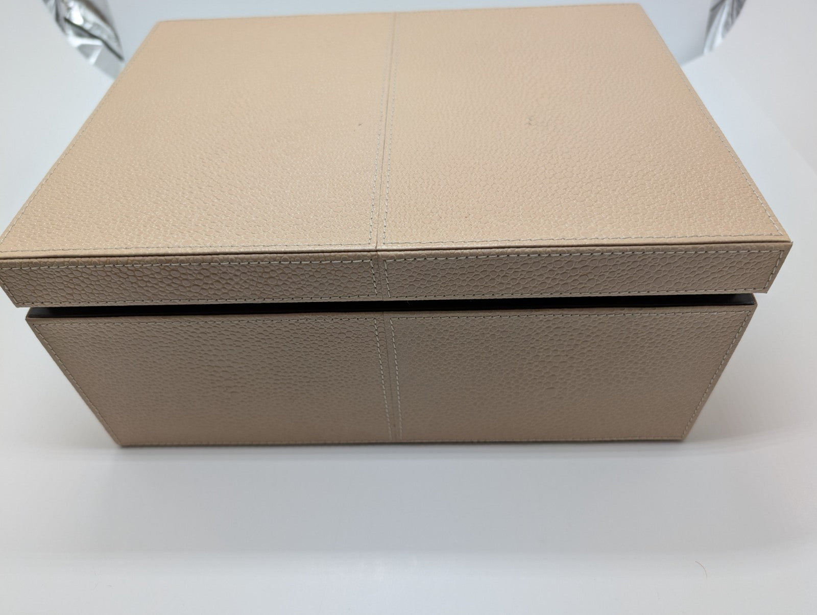 Reed & Barton Melrose Beige Jewelry Box Shagreen Leather Section Suede Tray NEW16