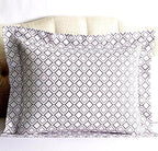 Sferra Deagan Euro Sham White/Aubergine Purple Egyptian Cotton Percale Italy New1