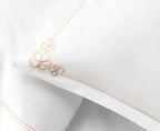 Sferra Fiorina Euro Continental Shams 2 Carnation Embroidery Cotton Percale NEW7