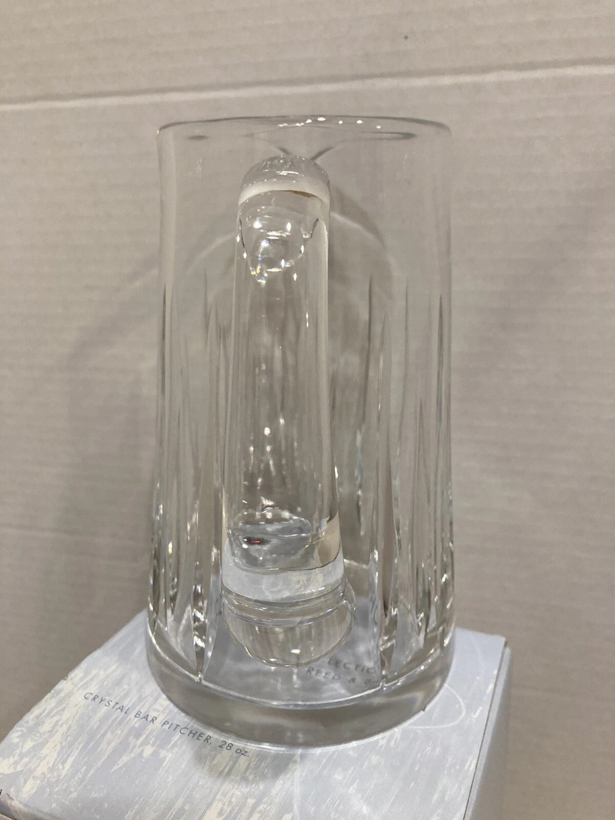 Reed & Barton Crystal Soho Pitcher 9.5" Clear Tapered Vertical Cut 1.5Qt. NEW8
