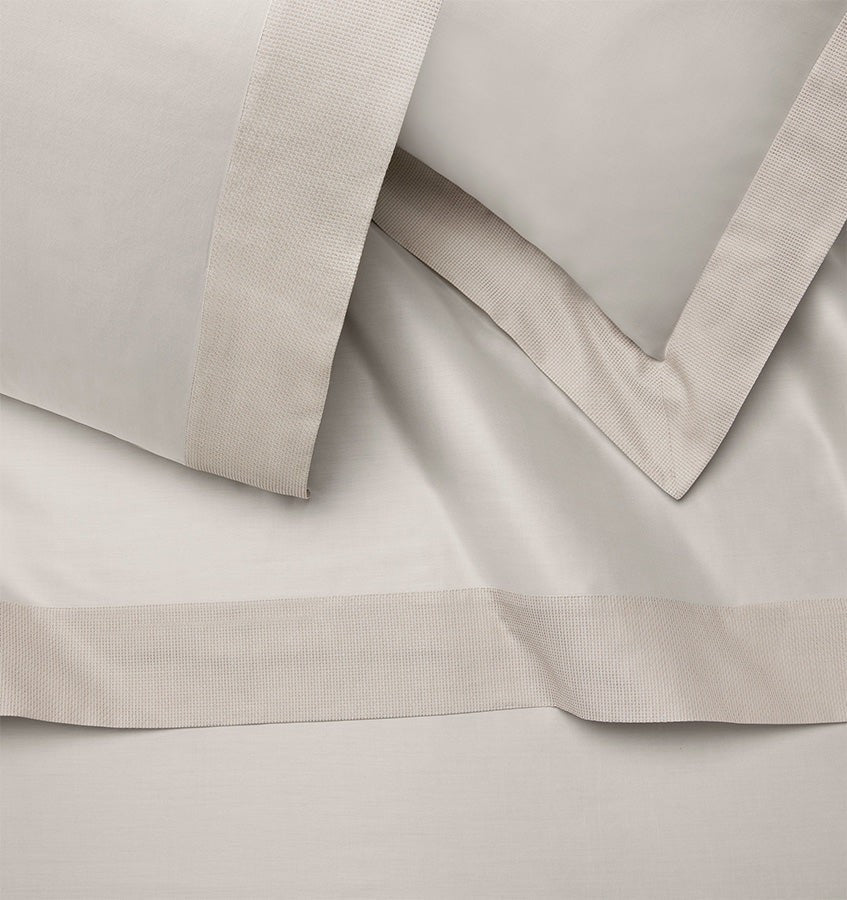 Sferra Carlotta Taupe Queen Duvet Textured Cuff Cotton Sateen Jacquard Italy NEW3