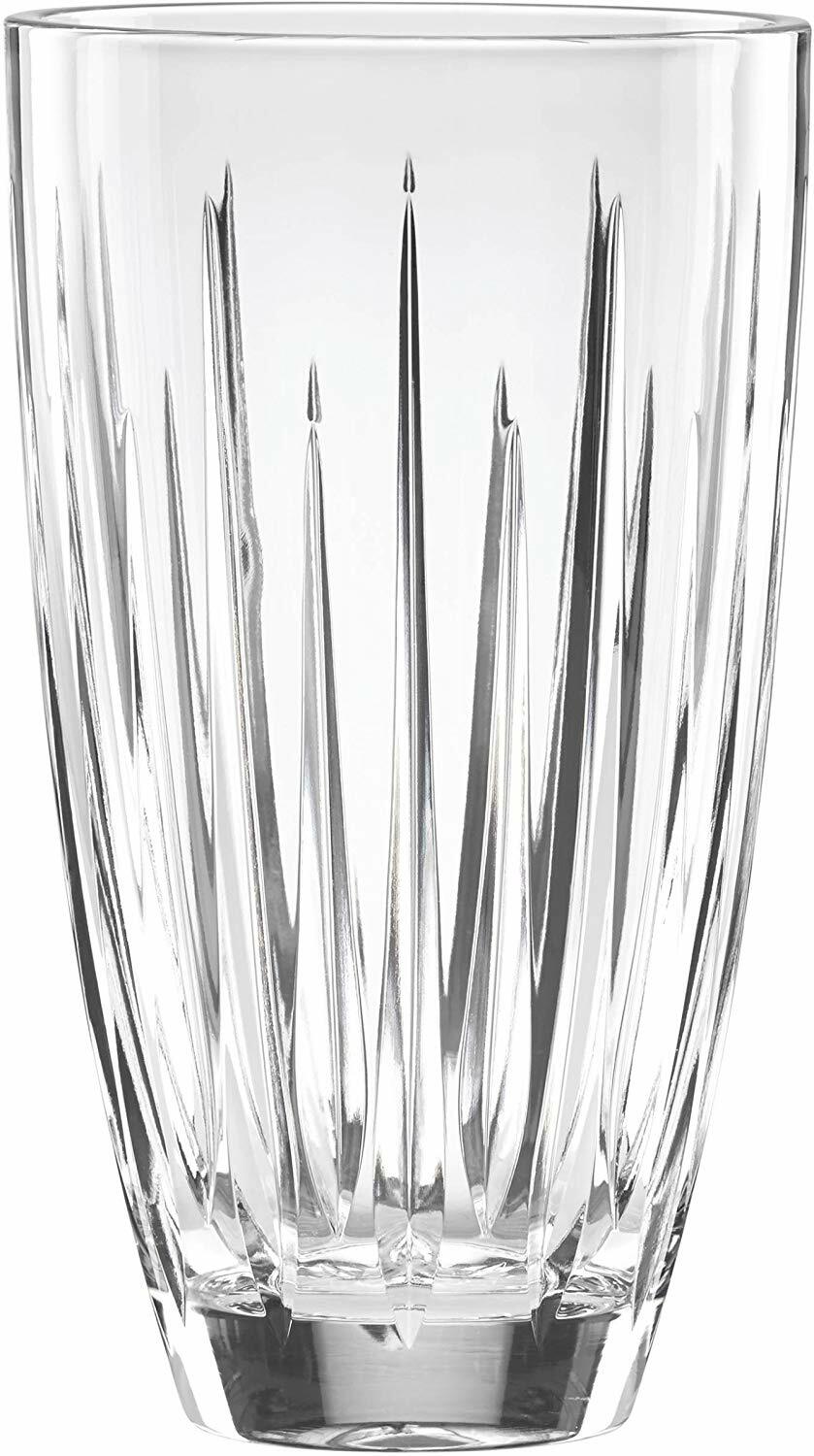 Reed & Barton Crystal Soho Flower Vase 10" Tapered Vertical Cuts Clear Gift NEW0