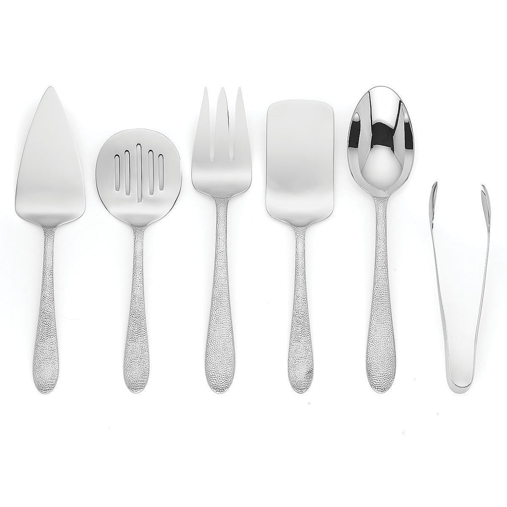 Lenox Garvey Serving Utensil Set 6PC Hostess Flatware Hammer 18/10 Stainless NEW0