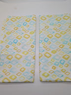Sferra Geometrico Queen Duvet Set 3PC Aqua Yellow Diamond Percale Print Italy Ne18