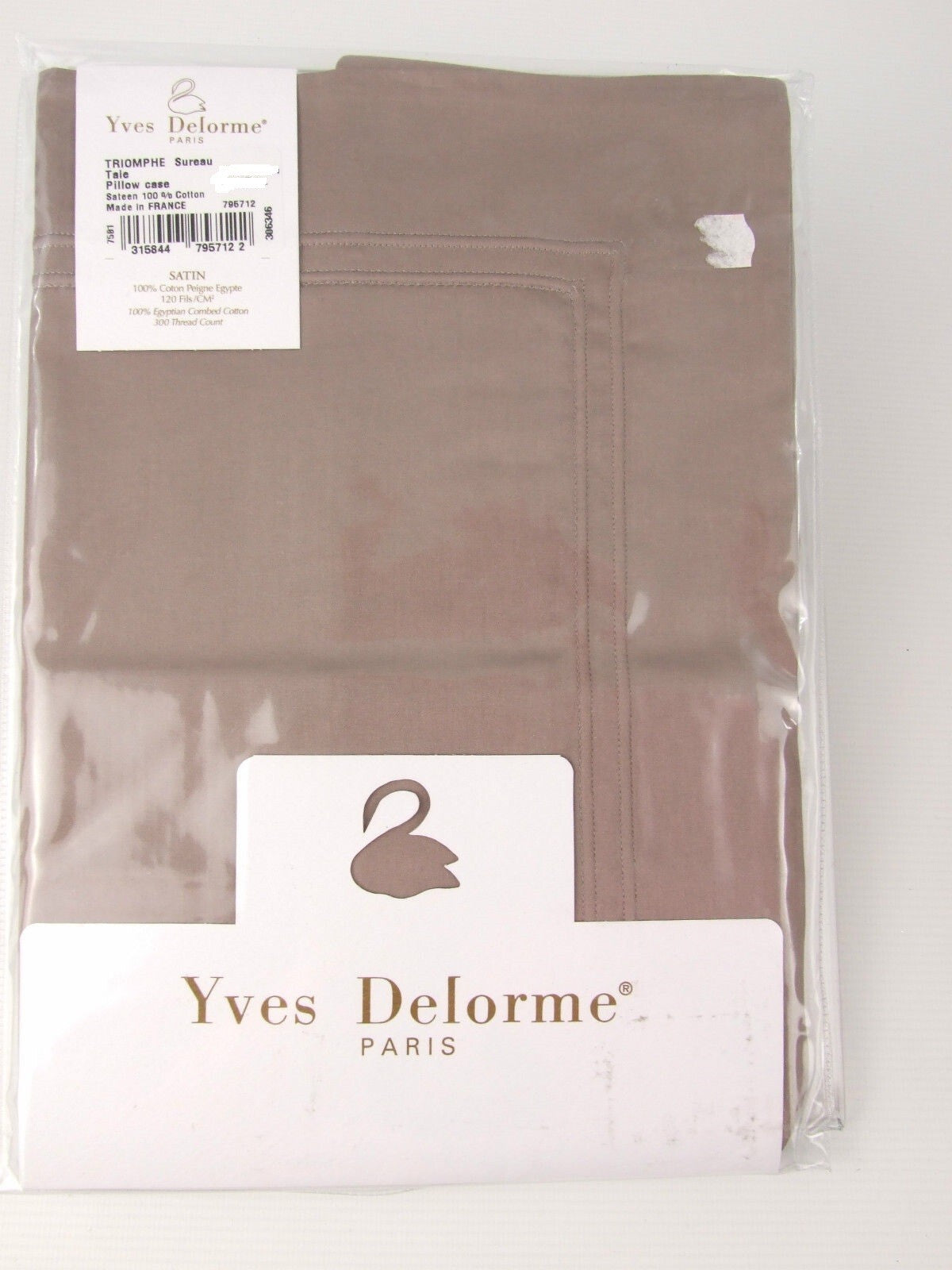 Yves Delorme Triomphe Taupe King Shams Sureau Egyptian Cotton Sateen France NEW0