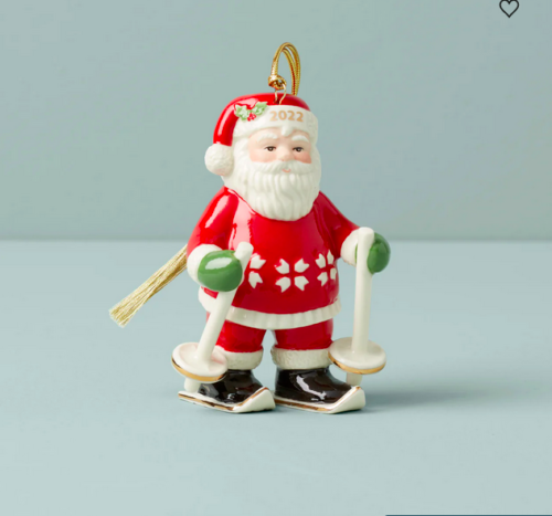 Lenox 2022 Santa Figurine Ornament Annual On Skis Wooly Warm Christmas Gift NEW0