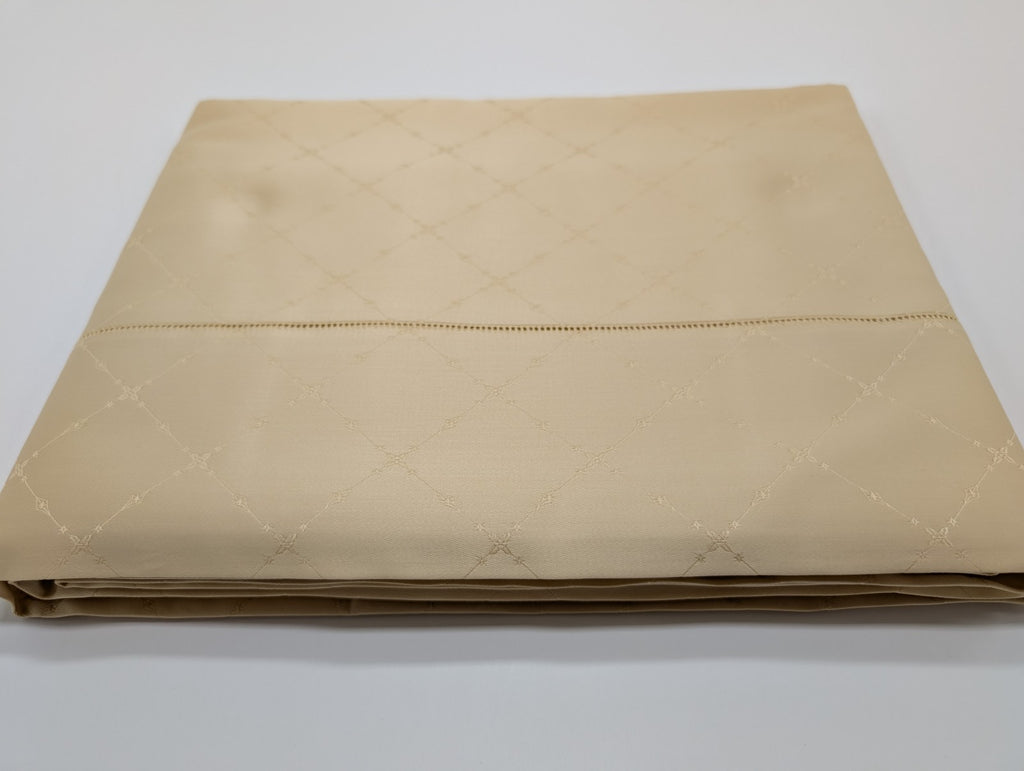 Sferra Colette Gold Queen Flat Sheet Lattice Egyptian Cotton 1020TC Italy NEW10