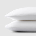 Sferra Gino White King Pillowcases 2 Solid 100% Cotton Percale 450TC Italy NEW1