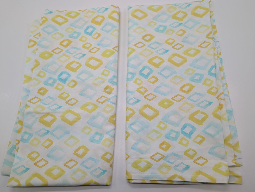 Sferra Geometrico Queen Duvet Set 3PC Aqua Yellow Diamond Percale Print Italy Ne19