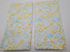 Sferra Geometrico Queen Duvet Set 3PC Aqua Yellow Diamond Percale Print Italy Ne19