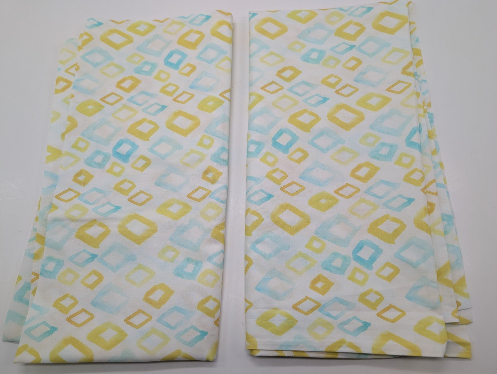 Sferra Geometrico Queen Duvet Set 3PC Aqua Yellow Diamond Percale Print Italy Ne19