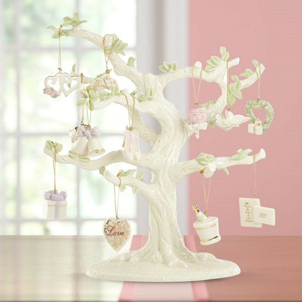 Lenox Wedding Tree and 12 Ornaments Miniature Bridal Bouquet Dove Heart Bell NEW1