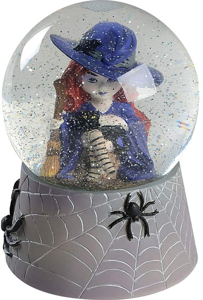 Lenox Halloween Lighted Witch Water Globe Figurine Winnie Spiders Black Cat NEW0