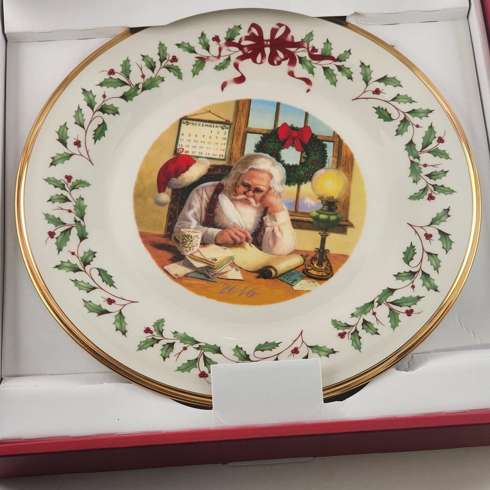 Lenox 2016 Santa Holiday Collectors Plate Annual Making A List Christmas USA NEW7