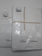 Yves Delorme Athena Queen Duvet Set 3PC Tan Stripes Egyptian Percale 500TC NEW10