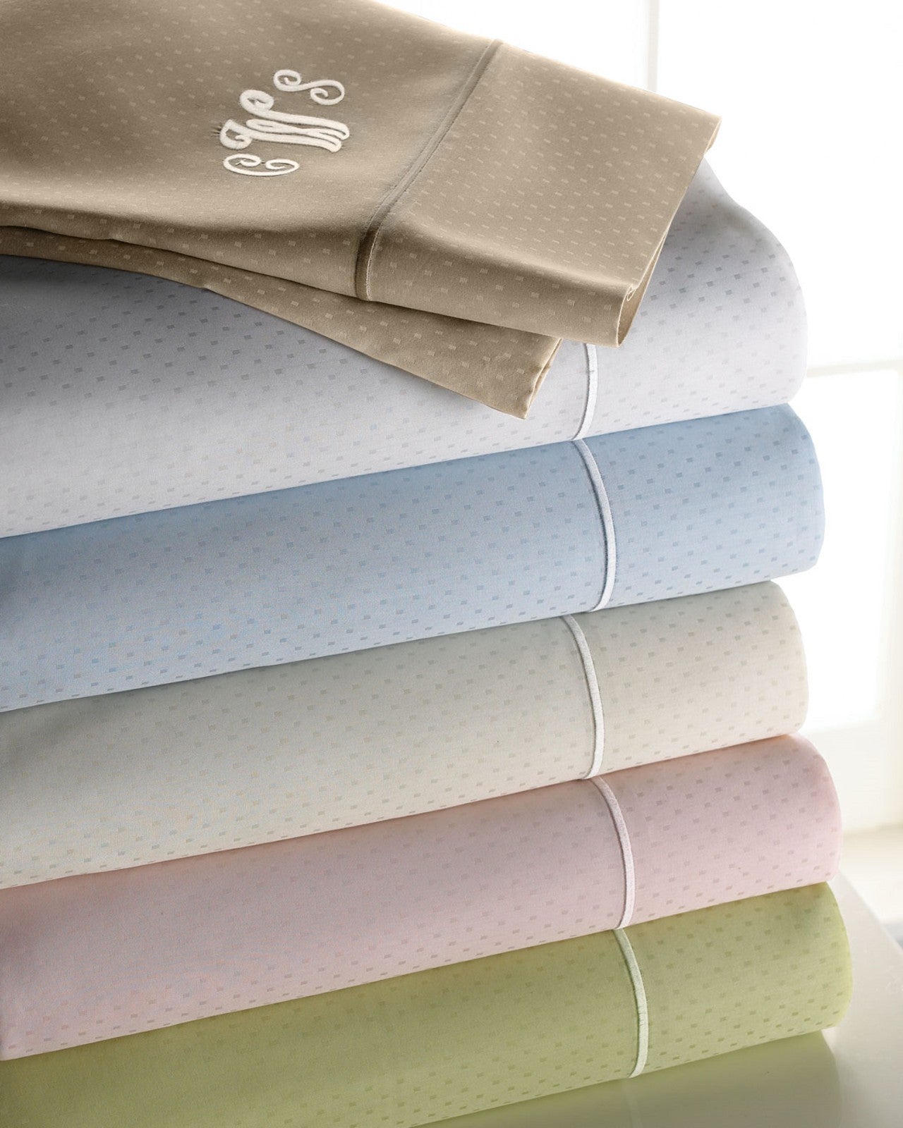 Sferra Marcus Dot White Full Sheet Set 4 PC 100% Pima Cotton Sateen 400TC NEW4