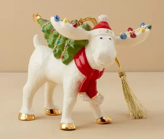 Lenox 2024 Marcel Moose Figurine Ornament Annual Carrying Christmas Tree NEW1