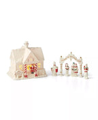 Lenox Mistletoe Park Santa's Lighted Cottage and Caroler Figurines Christmas NEW2