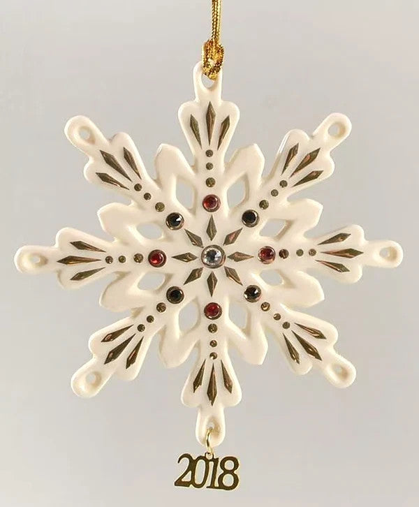Lenox 2018 Gemmed Snowflake Ornament Annual Red & Black Crystals Christmas NEW1