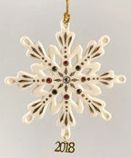 Lenox 2018 Gemmed Snowflake Ornament Annual Red & Black Crystals Christmas NEW1